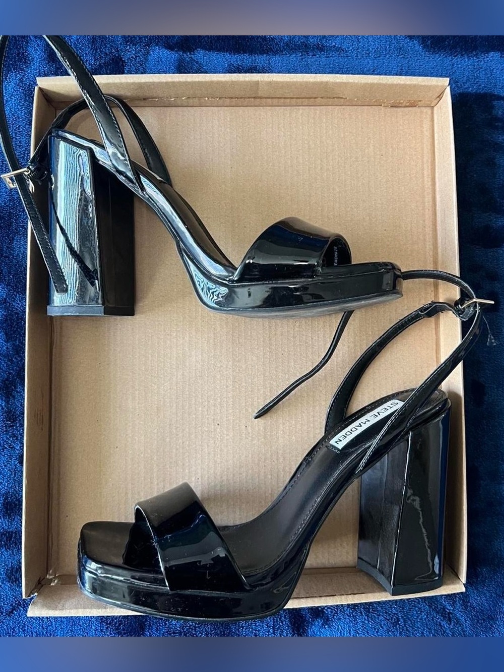 Steve Madden Black Patent Block Heel Shoes